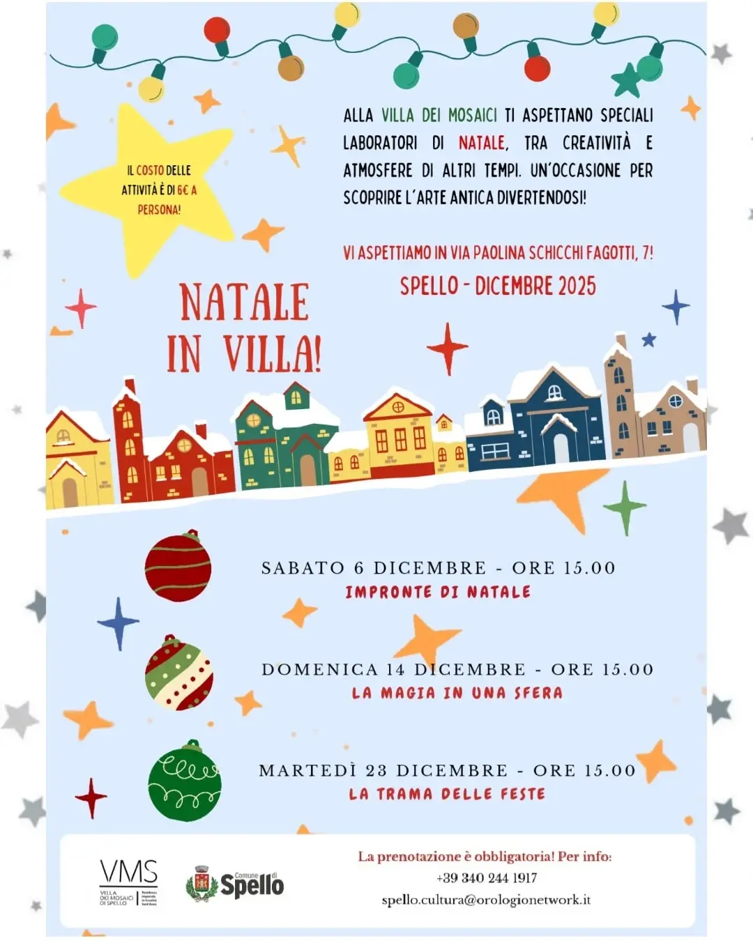 Spello | Dal 6 dicembre al via i laboratori di Natale alla Villa dei Mosaici